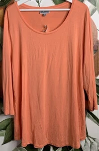 Camisa Jersey Tejida Colección JM Mujer Talla 3X Cuello Redondo Coral Mangas 3/4 Nueva - Imagen 1 de 6