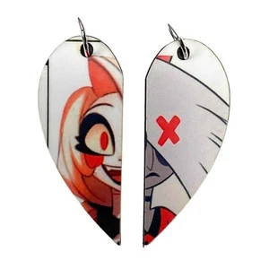 Charlie Morningstar & Vaggie Matching Heart Necklaces or Keyrings | Couples Gift - Picture 1 of 5