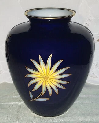 C. M. Hutschenreuther Vase Echt Kobalt, handgemalt, E. Grieshammer, 17 cm, 50er - Bild 1 von 4