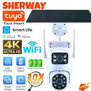 Tuya Solar Camera WiFi Outdoor 10MP Dual Lens 4K Dual Screen PTZ Security Camera - Picture 1 of 20