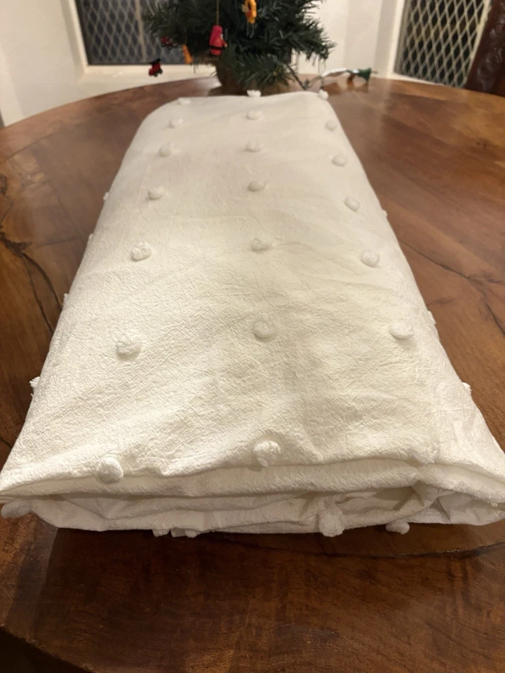 Capa de edredom creme branco king algodão polk ponto A usada sem etiqueta - Imagem 1 de 4