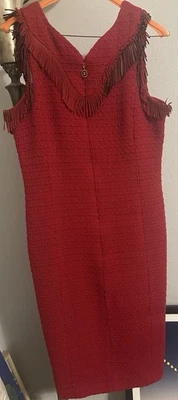 Chanel Paris-Dallas Red Tweed With Leather Fringe Dress Size 40 - Image 1 of 4