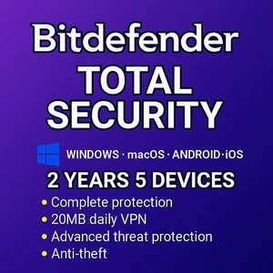 Bitdefender Total Security 2 Years | 5 PC | Windows | Trusted Seller - Picture 1 of 1