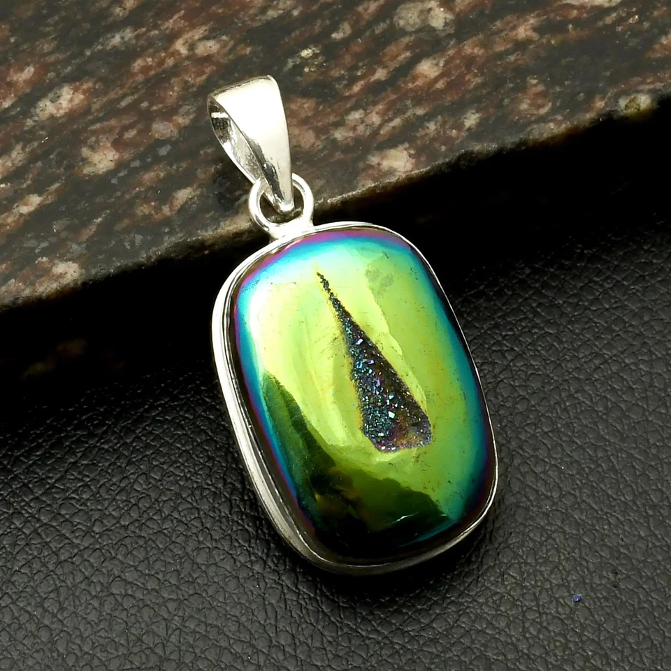 Подарок ювелирные изделия кулон ручной работы из титана друза драгоценных камней для женщин 2 дюйма AP-38199 - Изображение 1 из 1