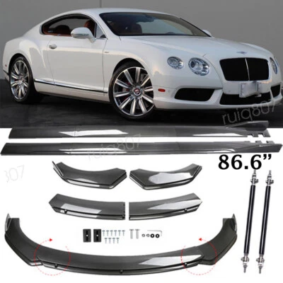 For Bentley Continental Carbon Style Front Bumper Lip Spoiler Body Kit+SideSkirt Foto 1 de 4