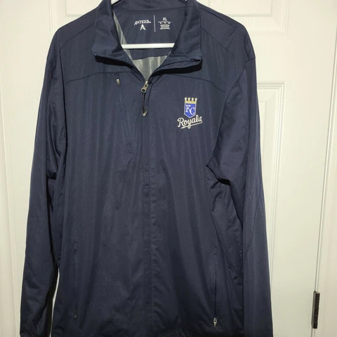Antigua Baseball Windjacket Kansas City Royals Navy Mens Size XL Cover