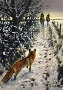 Fuchs und Pferde im Schnee Weihnachtskarten 10er Pack von Mick Cawston C586X - Bild 1 von 1