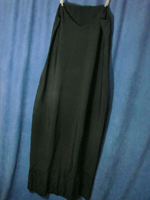 Vintage 30s Black Slip Under Dress Rayon XS Hem Ruffle GC B30 Long Maxi - Image 1 of 4