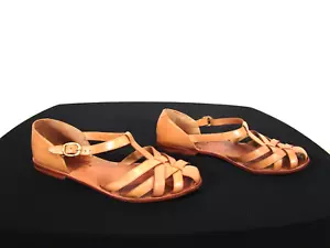 Sandali Huaraches Unisa in pelle marrone naturale punta chiusa donna taglia 7 B - Foto 1 di 10