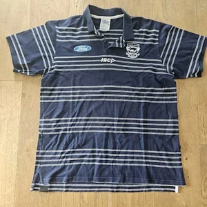 Geelong Cats AFL Y2K Polo Shirt Striped Vintage Mens Size 2XL - Picture 1 of 4