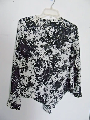 Talbots blouse  Petite Small Black & white long  sleeve Button Down Minimalist - Image 1 of 4