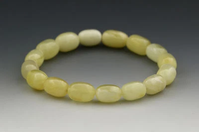 White Butter Olive Beads Genuine Baltic Amber Stretch Bracelet 4.8g b151216-27 - Image 1 of 2