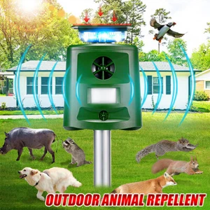 360° Solar Power Ultrasonic Animal Repeller for Dog Bird Mouse Cat Rechargeable - Picture 1 of 12