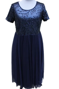 Sheego Kleid Blau Abendkleid große Größen Ballkleid Kurzarm Event Festlich - Bild 1 von 8