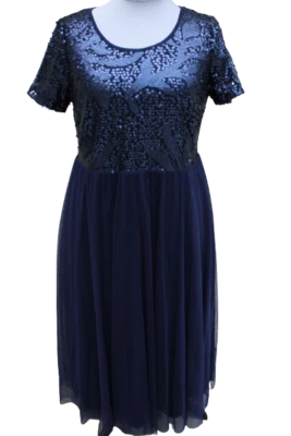 Sheego Kleid Blau Abendkleid große Größen Ballkleid Kurzarm Event Festlich - Bild 1 von 4