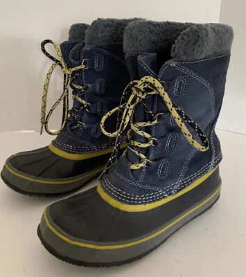 Botas de invierno LL Bean gamuza para nieve con cordones 295601. Azul. Niños US Talla 2 Foto 1 de 4