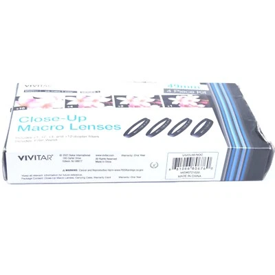 Vivitar 49mm 4pc HD Macro Close-Up Lens Filter Set +1 +2 +4 +10 Diopter Filters - Image 1 of 4