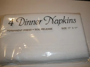 NEW Bardwil 4 White Dinner Napkins Permanent Press Soil Release 17" x 17" (SU88) - Picture 1 of 2