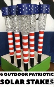 Patriotic Lights Solar Lights Stakes 6 - Picture 1 of 6