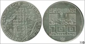 Austria 100 Schilling 1974 Hall / Olympiad-Ski / 23.93 gr. silver S/C KM02928 - Picture 1 of 1
