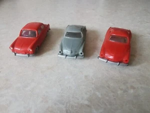 Three 1960s Lego 1:87 HO/OO VWs 2 x Karmann Ghia 1 x VW 1500 Good Condition - Picture 1 of 11