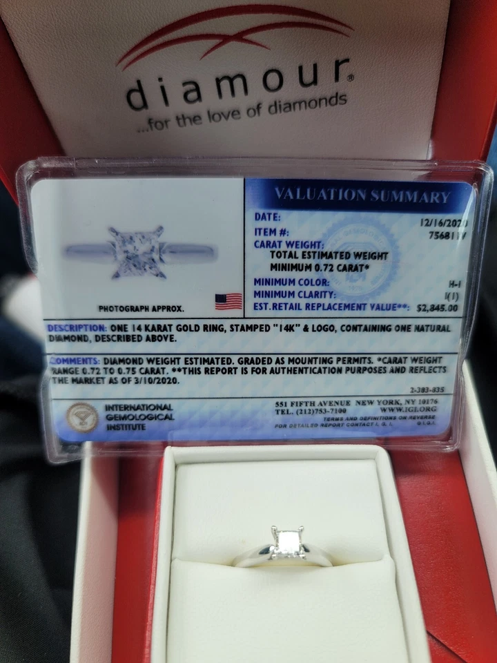 14k White Gold Diamond Ring, 0.75 Carat Natural Stone - Image 1 of 4