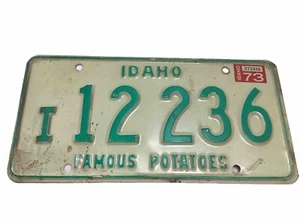Placa de matrícula de Idaho 1973 # I 12 236 Famous Potatoes Idaho County # - Imagen 1 de 10
