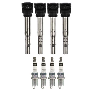 NGK 4 MOD Ignition Coils RutheniumHX Spark Plugs Kit For Audi A4 VW Jetta 2.0 L4 - Picture 1 of 1