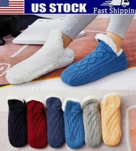 Women Slipper Socks with Gripper Winter Non Slip Thick Fuzzy Warm Socks Cozy USA - Picture 1 of 26