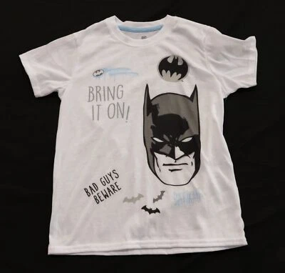 DC Comics Boys' Short Sleeve Bring It On Batman Sleep Shirt RP9 White Large - Image 1 of 4
