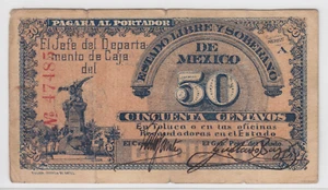 1915 Estado Libre y Soberano de Mexico 50 Centavos Note 50c M2810 #47485 - Picture 1 of 2