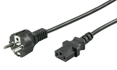 1,5m Kaltgeräteanschluss Netzkabel Stecker CEE 7/7<>Buchse C13 schwarz 10A 250V - Bild 1 von 3
