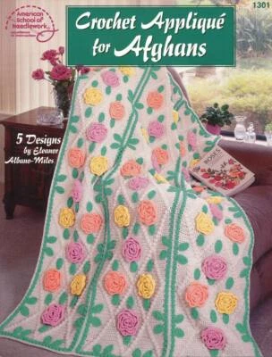 NEW CROCHET APPLIQUE FOR AFGHANS 5 DESIGNS VIOLET APPLE TULIP&MORE - Image 1 of 4