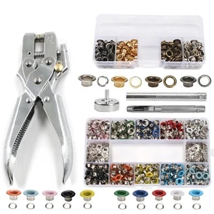 Zange 5 mm/Öse Mehrfarbig Metall Knopfloch Set Leder Handwerk Schuhe Gürtel - Bild 1 von 12