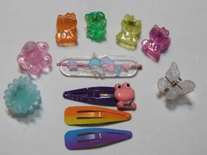 VTG BARRETTES HAIR CLIPS SANRIO LITTLE TWINS STARS HELLO KITTY FROG GIRL WOMEN - Picture 1 of 6