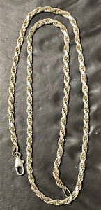 COLLAR DE CUERDA ITALIANO DE 2 TONOS PLATA ESTERLINA/ORO 18" PARA MUJER -16 GRAMOS - Imagen 1 de 6