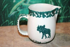 Tienshan - Folk Craft - MOOSE COUNTRY - 10 oz Creamer Pitcher - Sponge - Green - Picture 1 of 3