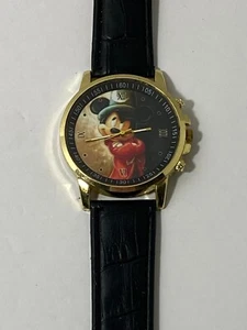 Reloj Disney Mickey Mouse Fantasía con Correa de Cuero, Necesita Batería, Usado - Imagen 1 de 4