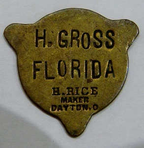 Henry Gross "Florida" Saloon - Dayton, OH - ottone insolito buono per gettone 24x24 mm - Foto 1 di 2