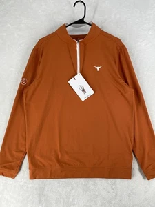 Rhoback Pullover Uomo Medium Ruggine Arancione Texas Longhorns Q Zip Golf 1/4 $146 - Foto 1 di 12