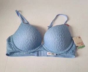 SO Intimates Convertible Lace Push-Up Bra Juniors 34B Blue Plunge Padded NWT - Picture 1 of 8