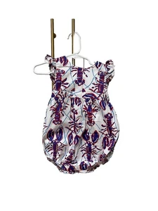 CPC Classic Prep Beatric Bubble Romper Lobster Print Girl's 12-18 Mths Coastal - Picture 1 of 9