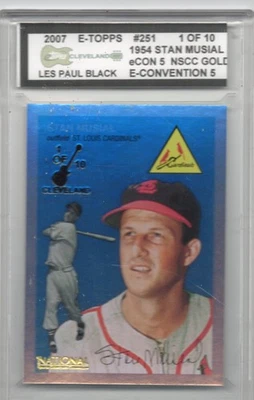 2007 E-Topps STAN MUSIAL #251 Black 1954 NSCC Gold HOF CARDINALS E-CON - Image 1 of 2