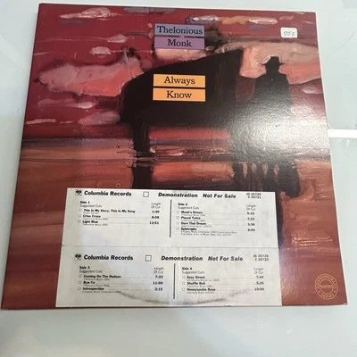 THELONIOUS MONK  Always Know RARE PROMO LP!!! White Label 1979 EASY STREET WOW!! - Image 1 of 4