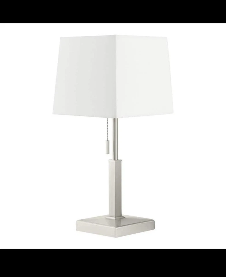 Lámpara de mesa níquel cepillado 20 pulgadas pantalla blanca salida escritorio dormitorio oficina luz Foto 1 de 3