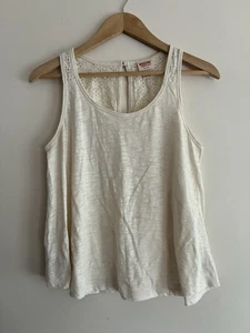 Camiseta sin mangas Mossimo para mujer lisa crema floral encaje transparente elástico mezcla de algodón M - Imagen 1 de 6