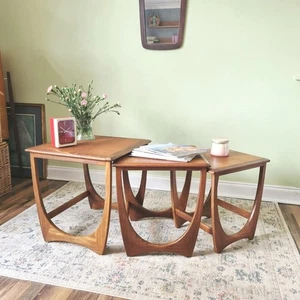 G Plan Teak Astro Satztische x3 Couchtisch Beistelltisch Vintage Mid Century 60er - Bild 1 von 18