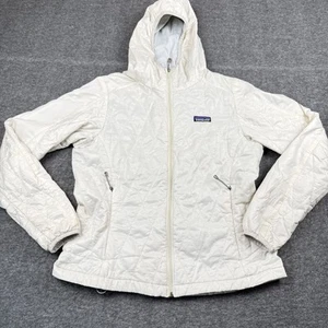 Patagonia Nano Puff Hoody Womens Medium White Jacket Full Zip Quilted PrimaLoft - Picture 1 of 9