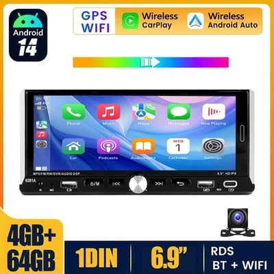 KAM 4+64G Android 14 Autoradio 1 DIN Apple Carplay IPS GPS SAT NAV FM RDS Tpye-C - Bild 1 von 4