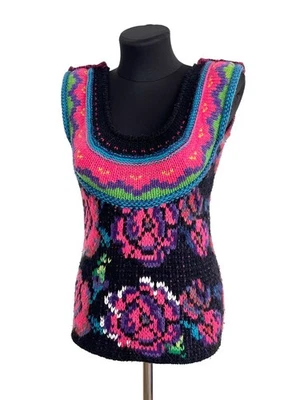 Roberto Cavalli Knitted Sleeveless Vest Top Multicolored, Size 38 - Image 1 of 4